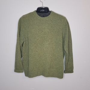 Vintage L.L. Bean Shetland Wool Speckled Olive Green Sweater XL. 100% Wool! Clos